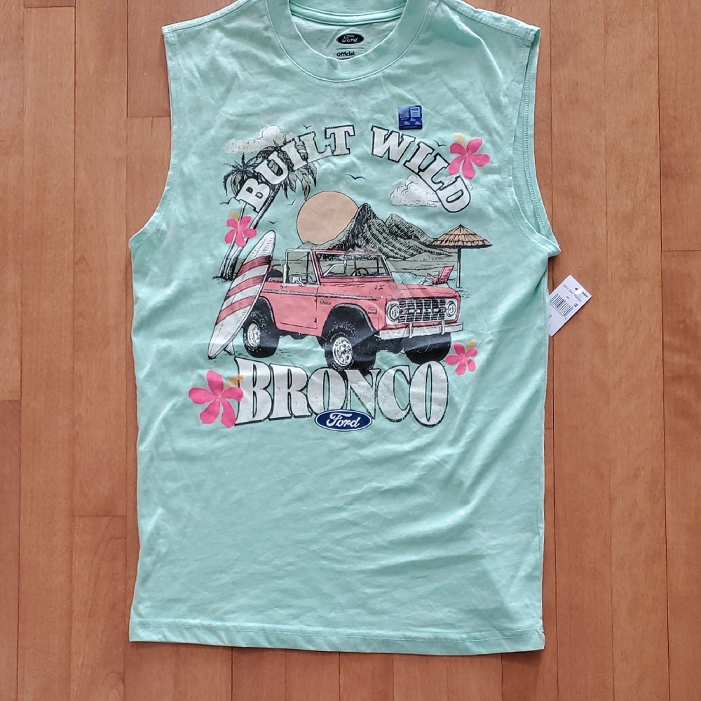 Mens Womens Ford BRONCO "Built Wild" Mint Green Muscle Shirt Tank Size S XL NWT